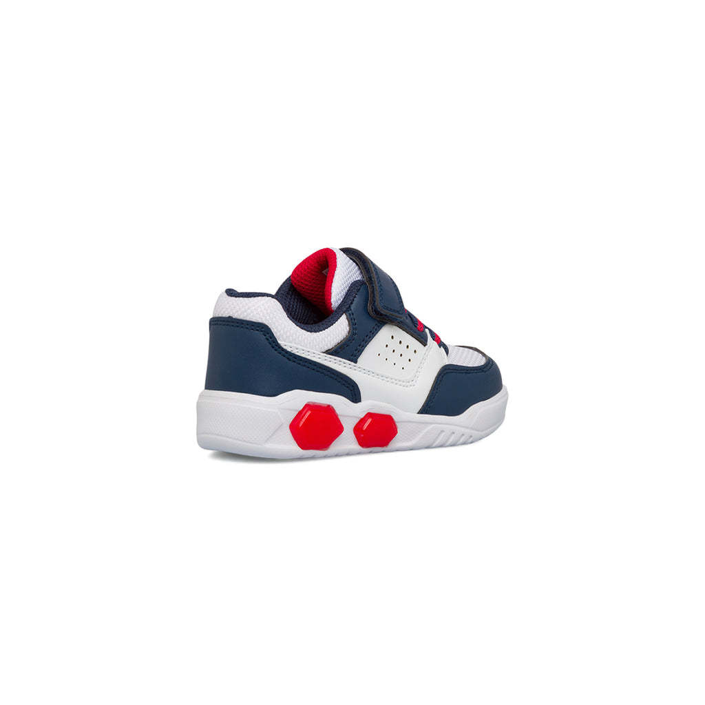 Sneakers bianche e blu da bambino con luci nella suola Space Boy