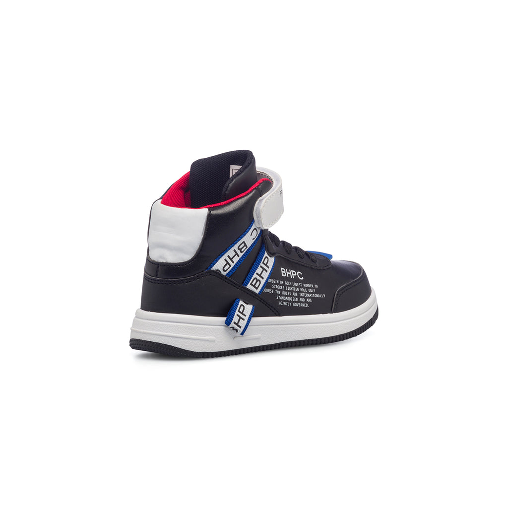 Sneakers alte nere da bambino con logo laterale Beverly Hills Polo Club