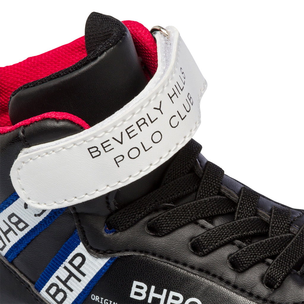 Sneakers alte nere da bambino con logo laterale Beverly Hills Polo Club