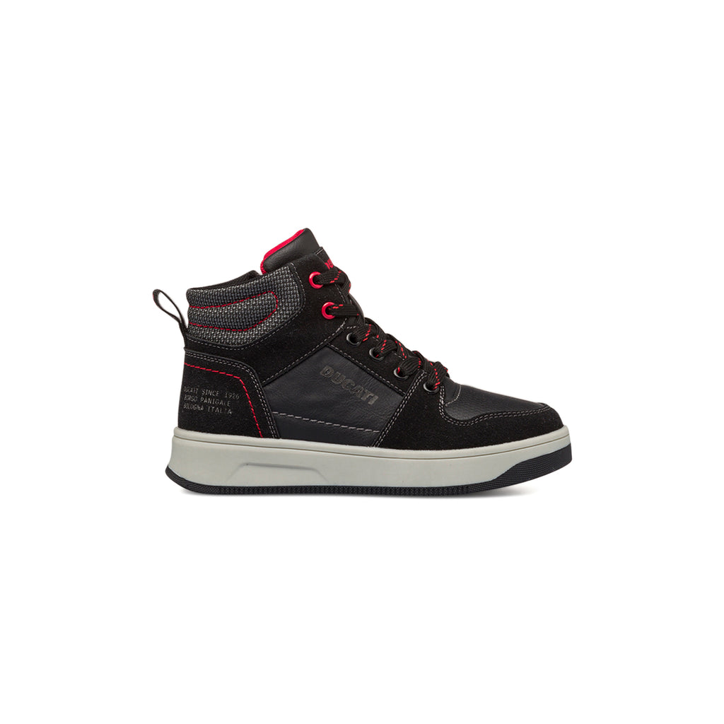 Sneakers alte nere da bambino con dettagli rossi Ducati Spike Mid