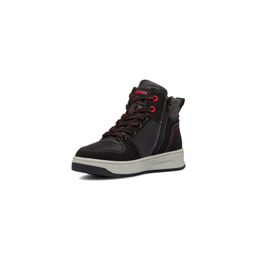 Sneakers alte nere da bambino con dettagli rossi Ducati Spike Mid