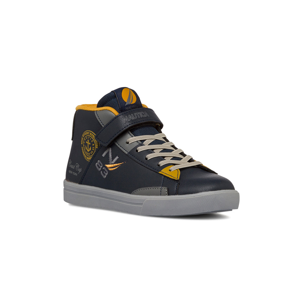 Sneakers alte blu da bambino con velcro, lacci e zip Nautica