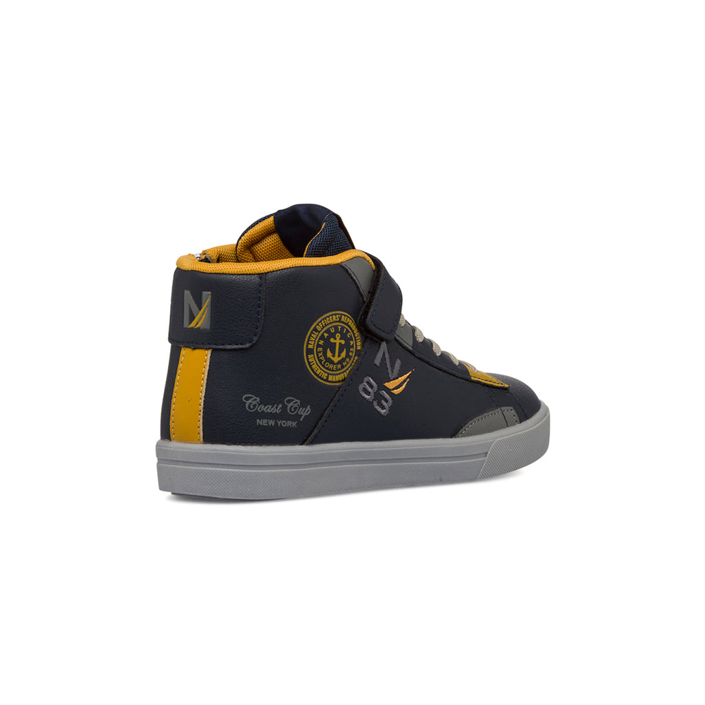 Sneakers alte blu da bambino con velcro, lacci e zip Nautica