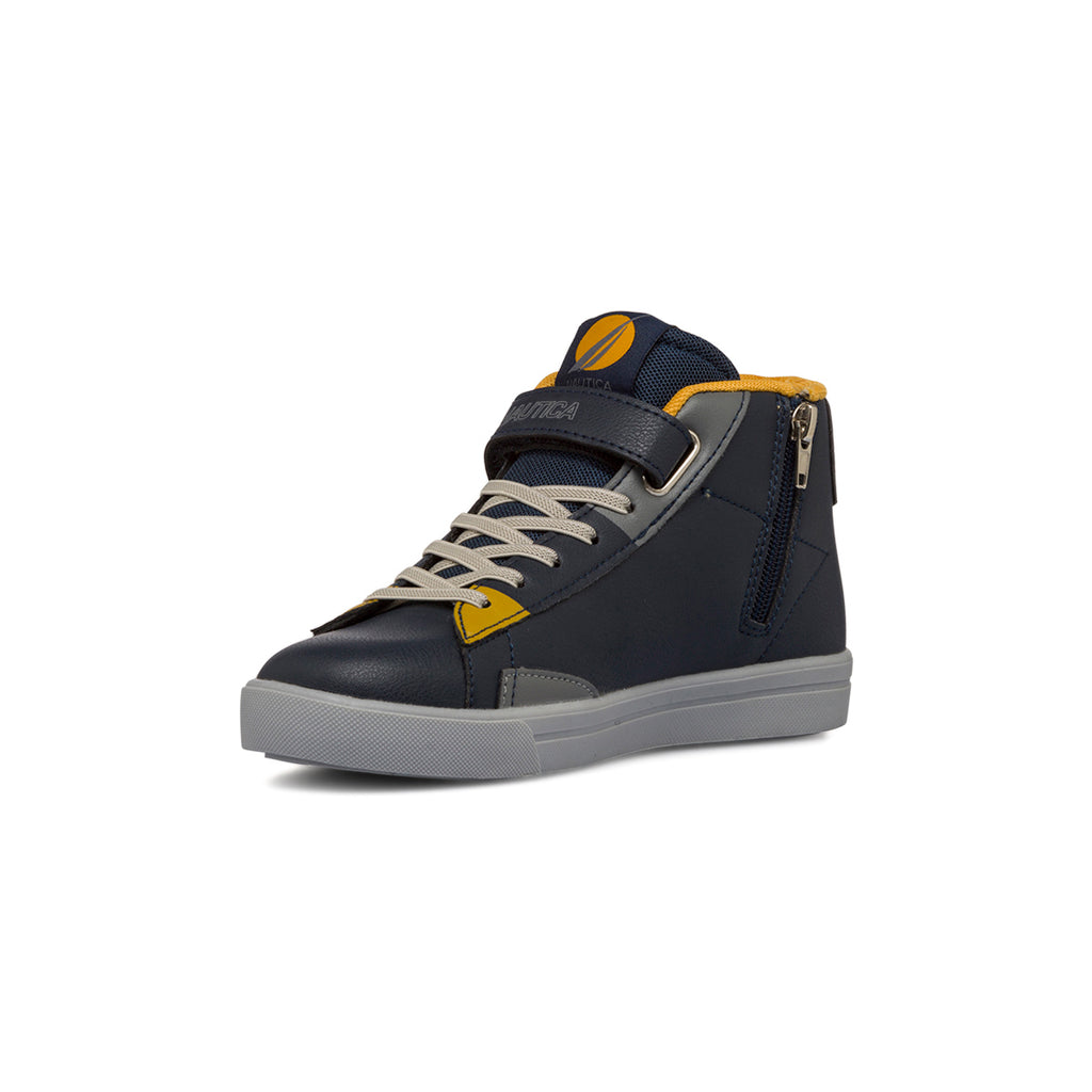 Sneakers alte blu da bambino con velcro, lacci e zip Nautica