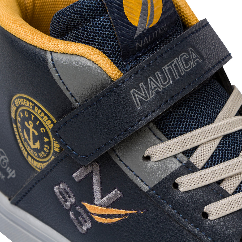 Sneakers alte blu da bambino con velcro, lacci e zip Nautica