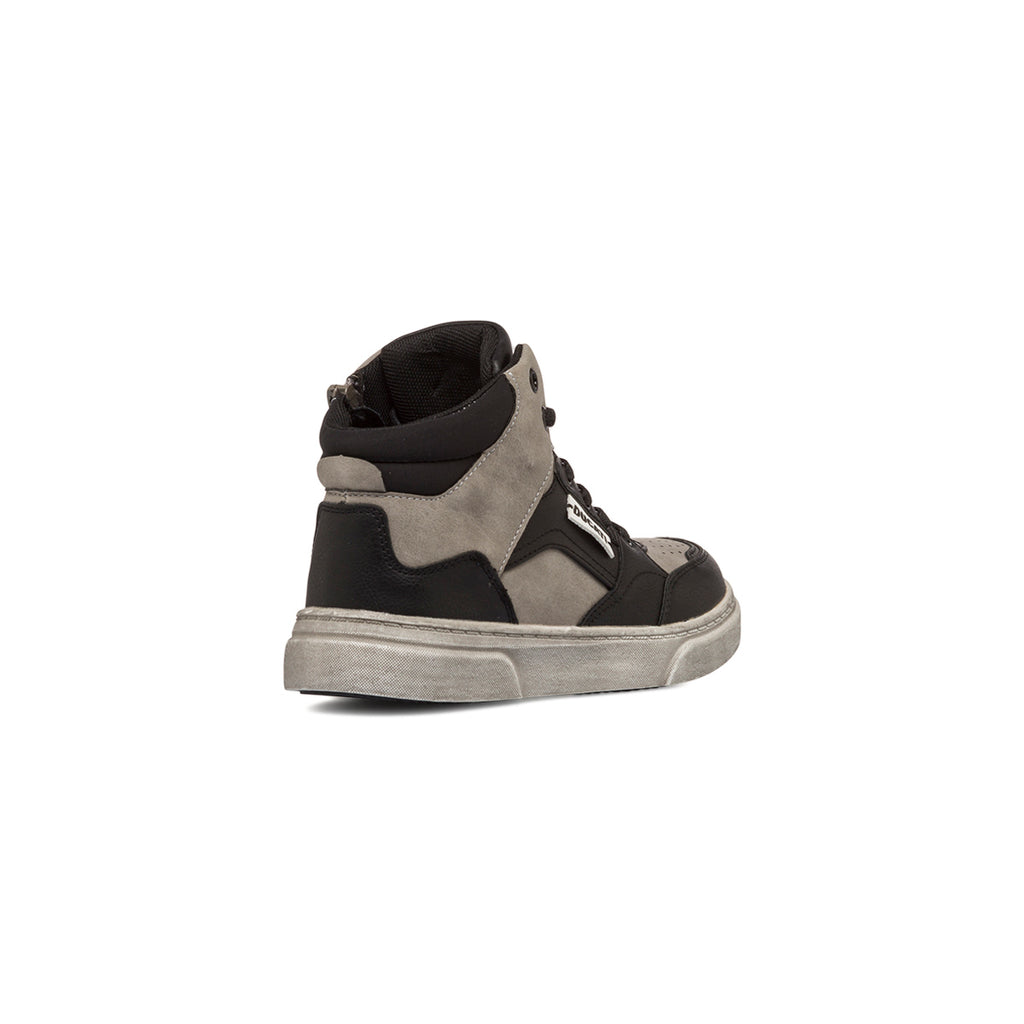 Sneakers alte grigie e nere da bambino con zip Ducati