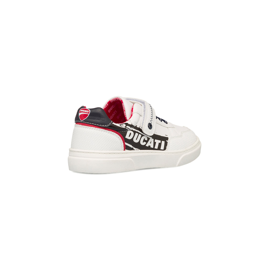 Sneakers bianche da ragazzo con logo laterale Ducati