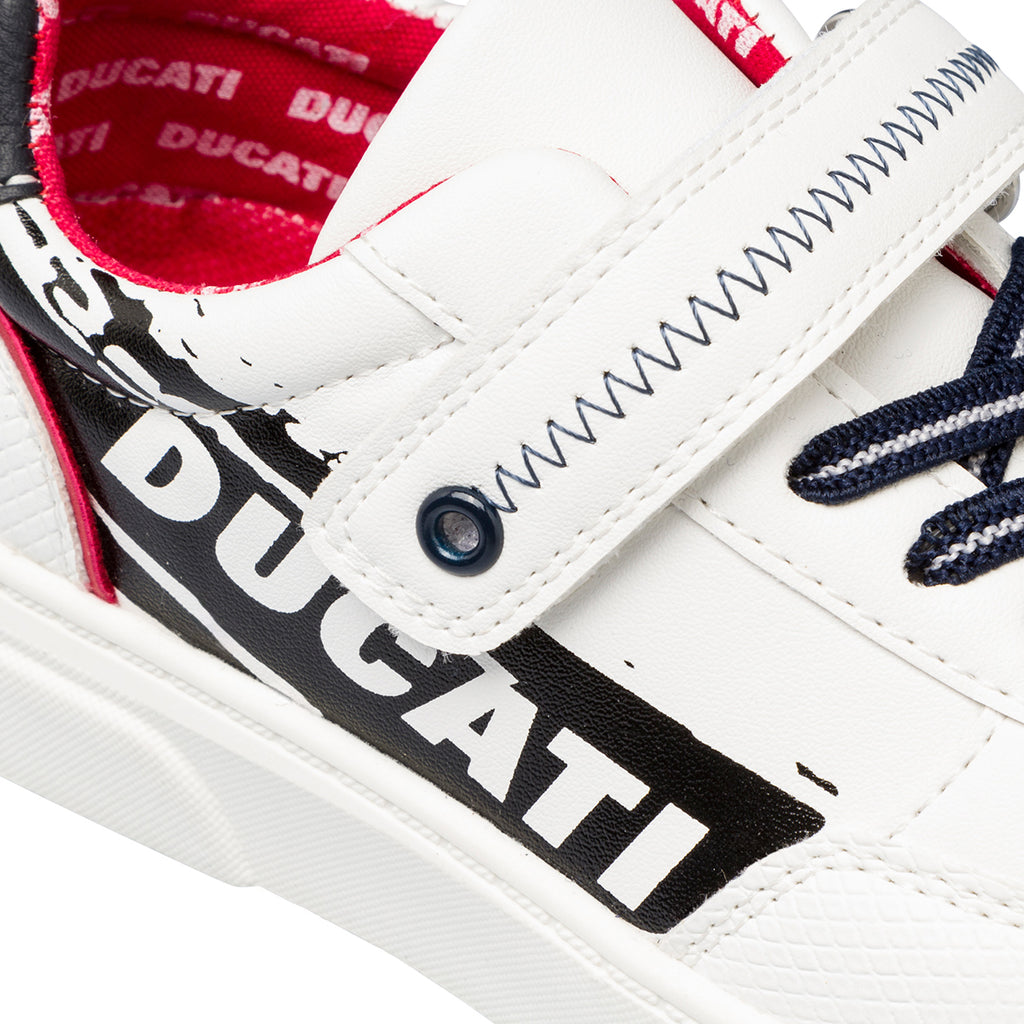 Sneakers bianche da ragazzo con logo laterale Ducati