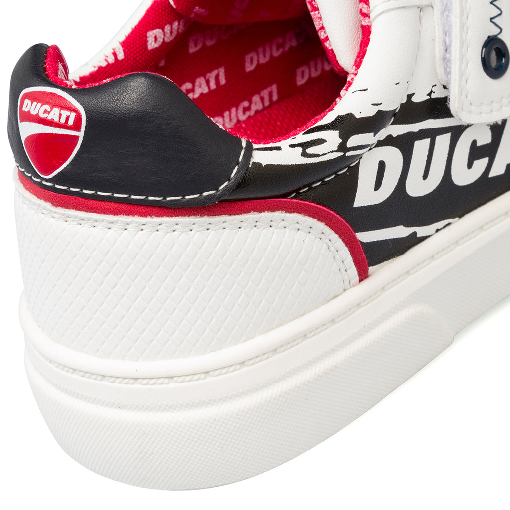 Sneakers bianche da ragazzo con logo laterale Ducati