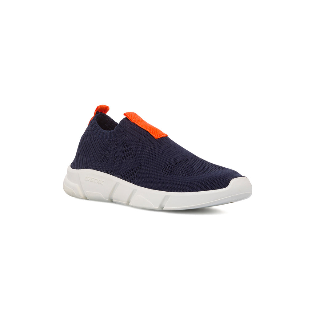 Sneakers slip-on traspiranti blu da ragazzo in tessuto mesh Geox Aril
