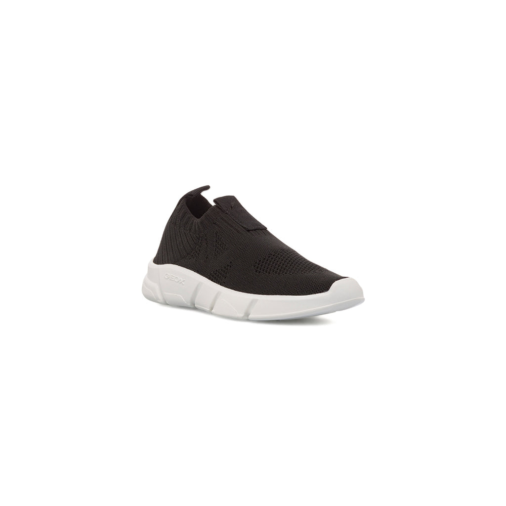 Sneakers slip-on traspiranti nere da ragazzo in tessuto mesh Geox Aril