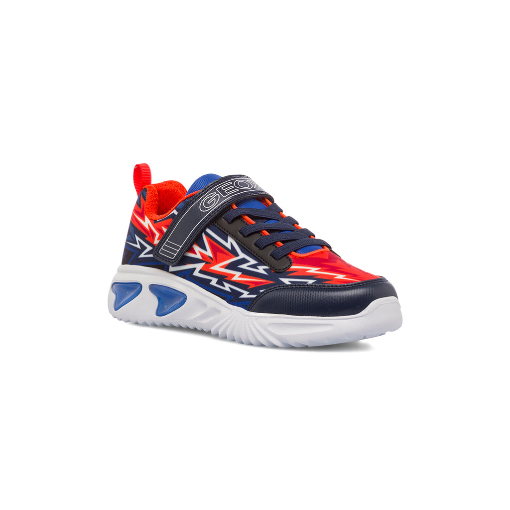 Sneakers traspiranti blu da ragazzo con luci nella suola Geox Assister