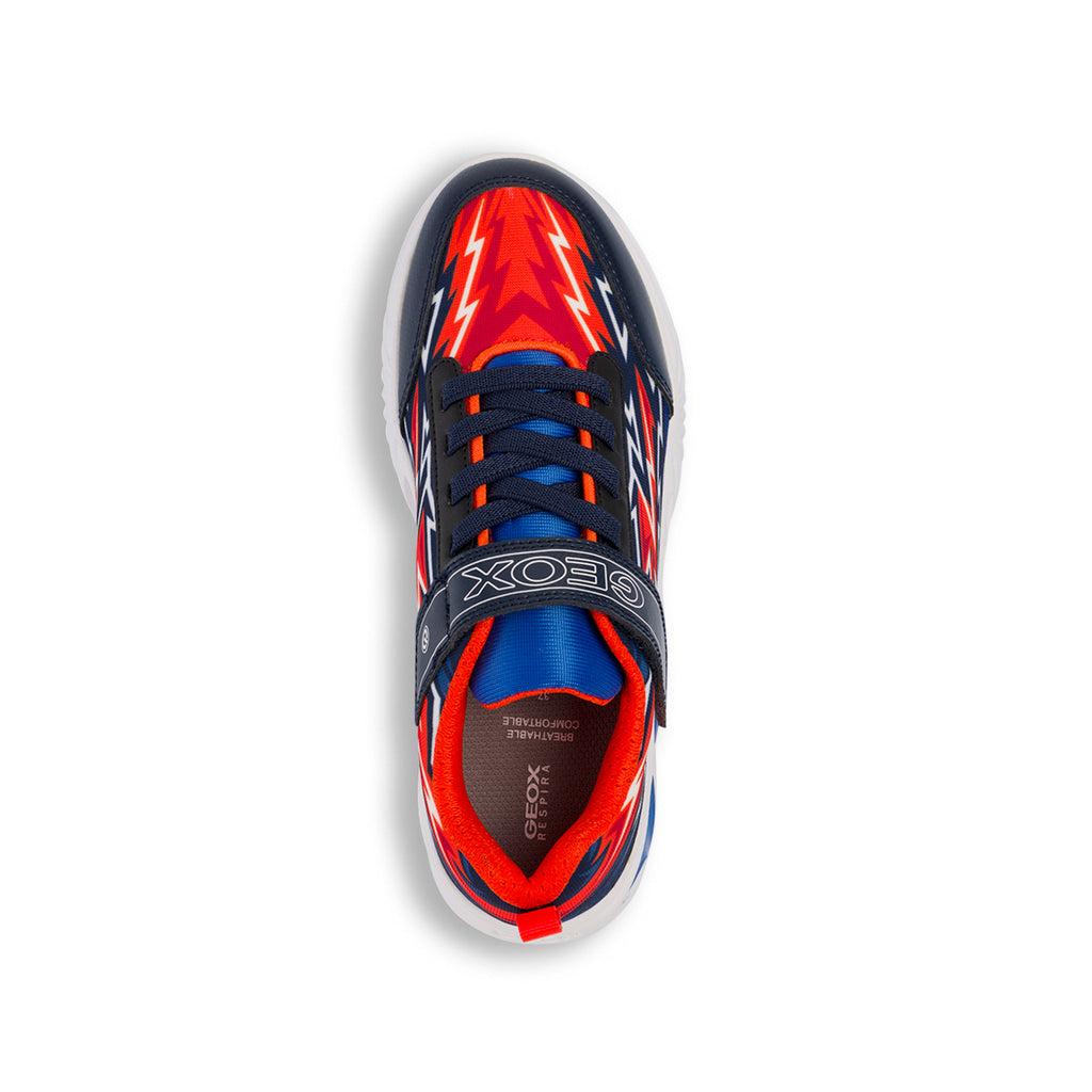 Sneakers traspiranti blu da ragazzo con luci nella suola Geox Assister