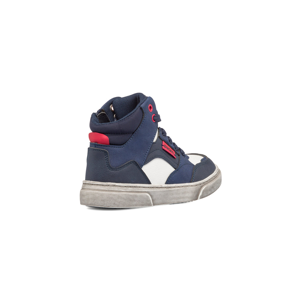 Sneakers alte blu e bianche da bambino con zip Ducati