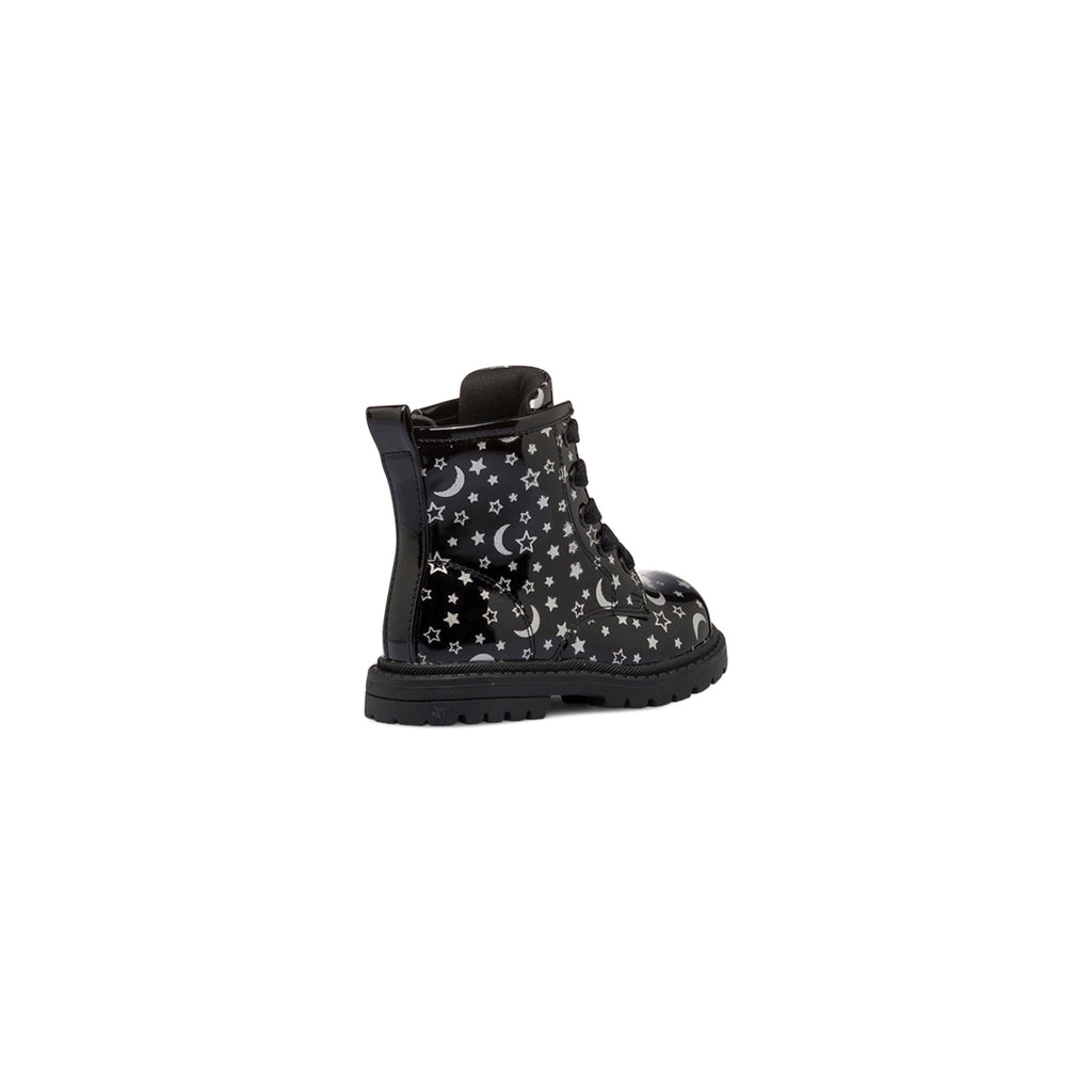 Anfibi neri in vernice da bambina con zip e stelline Le scarpe di Alice