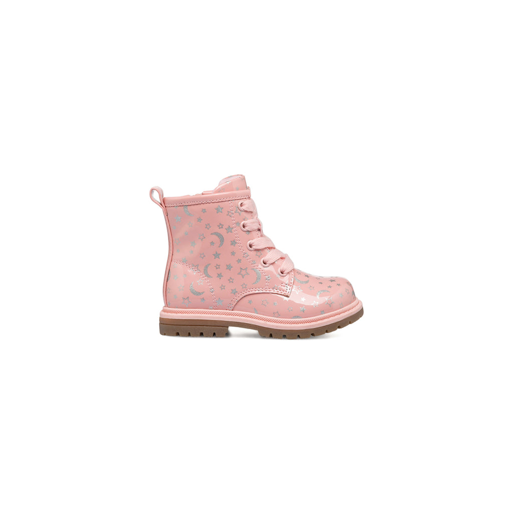 Anfibi rosa in vernice da bambina con zip e stelline Le scarpe di Alice