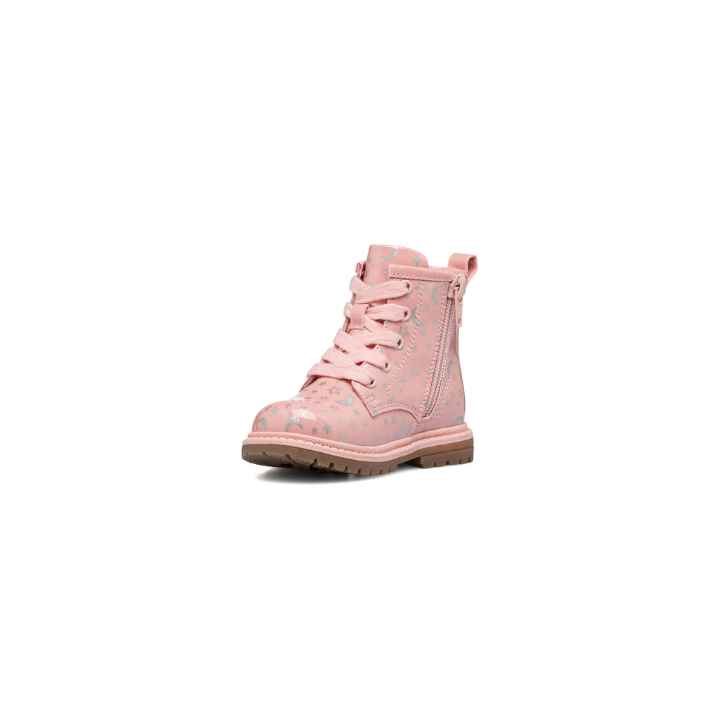 Anfibi rosa in vernice da bambina con zip e stelline Le scarpe di Alice