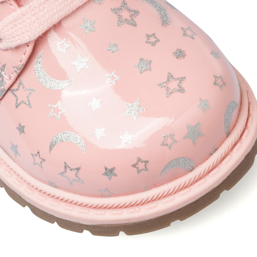 Anfibi rosa in vernice da bambina con zip e stelline Le scarpe di Alice