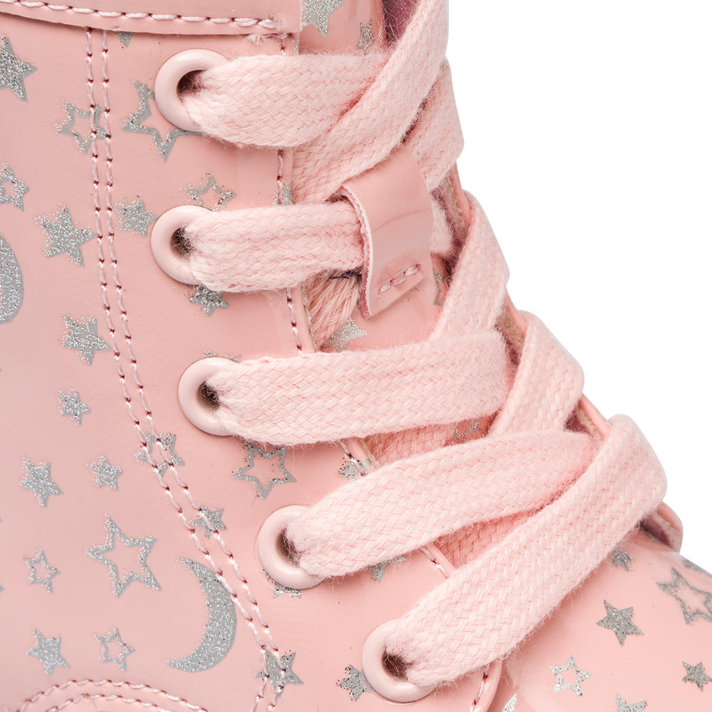 Anfibi rosa in vernice da bambina con zip e stelline Le scarpe di Alice