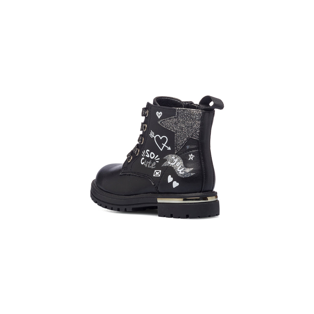 Anfibi neri con dettagli glitterati Le scarpe di Alice