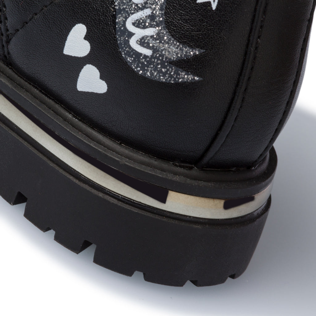 Anfibi neri con dettagli glitterati Le scarpe di Alice