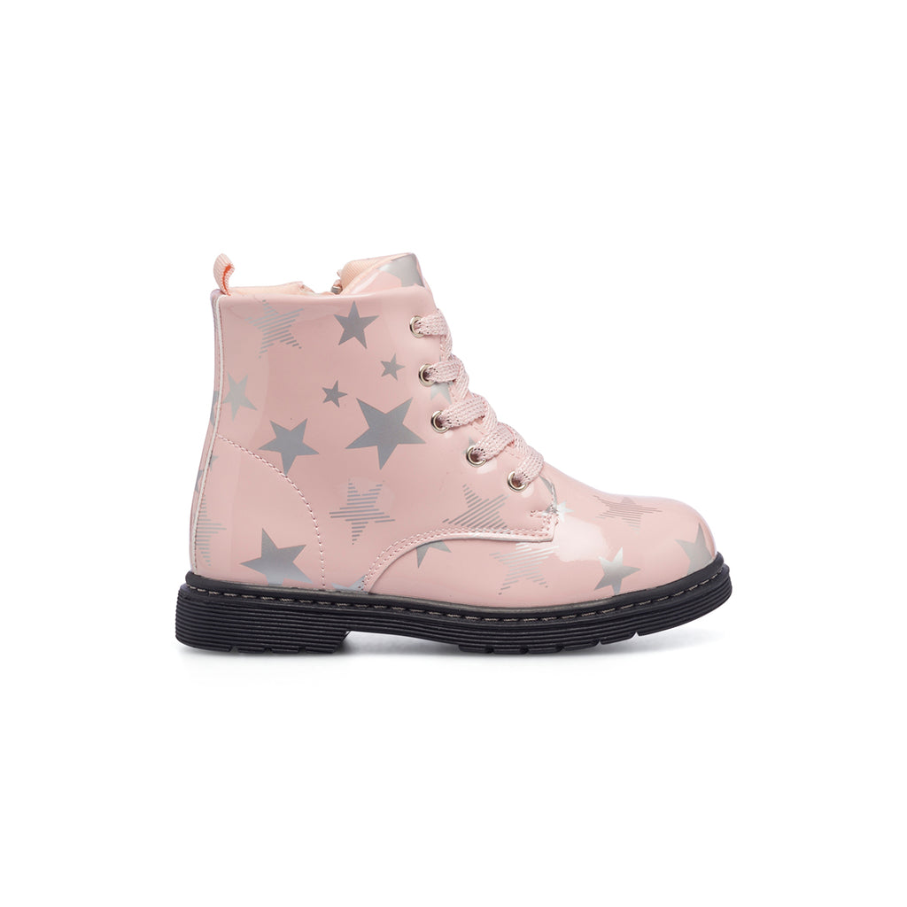 Anfibi rosa effetto vernice da bambina con stelline Le scarpe di Alice