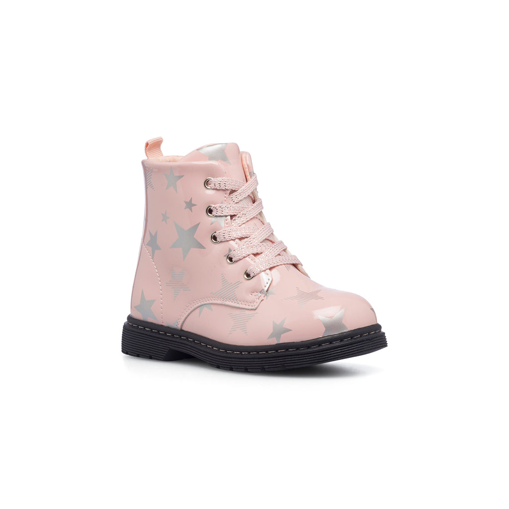 Anfibi rosa effetto vernice da bambina con stelline Le scarpe di Alice