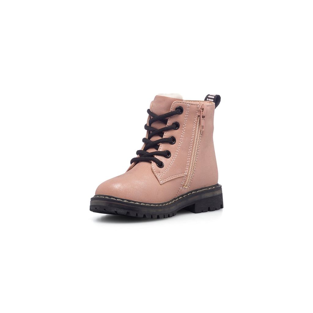 Anfibi rosa metallizzato da bambina con cuore fucsia Le scarpe di Alice