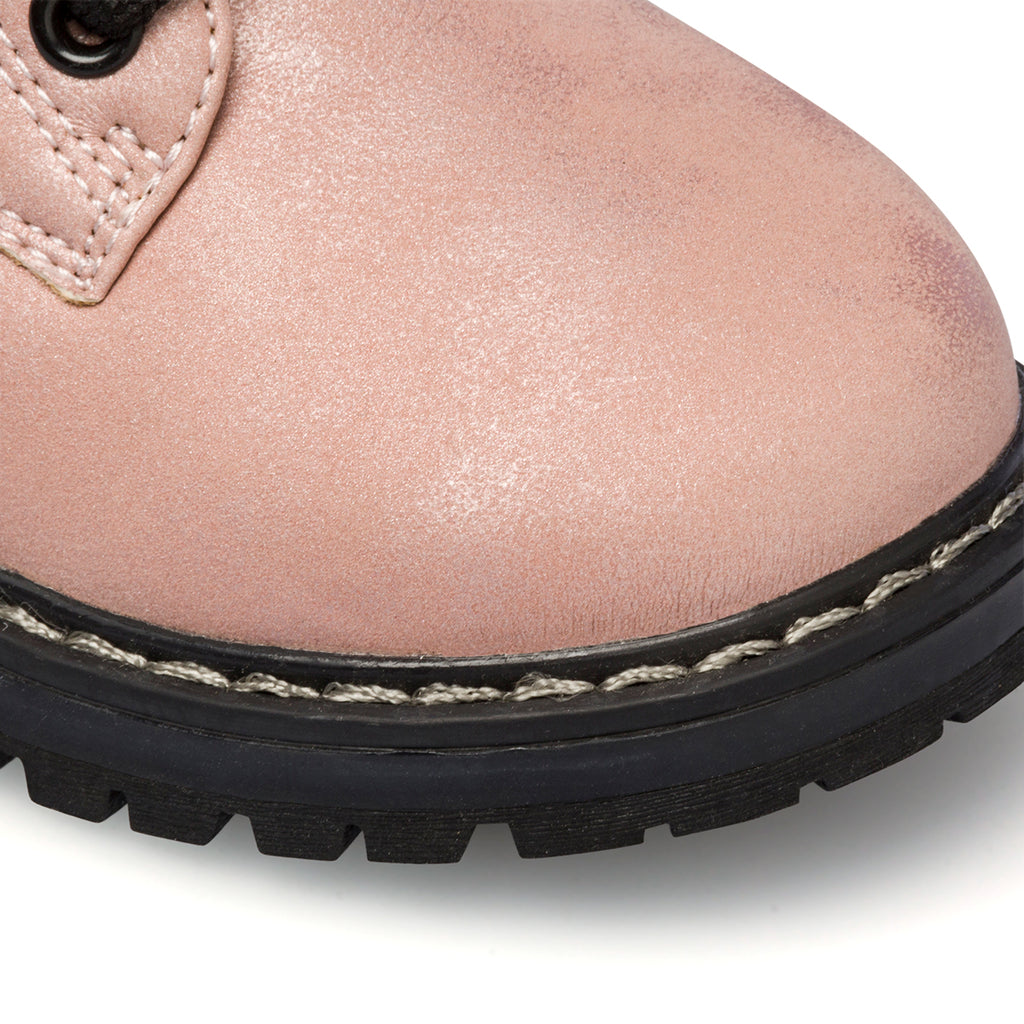 Anfibi rosa metallizzato da bambina con cuore fucsia Le scarpe di Alice