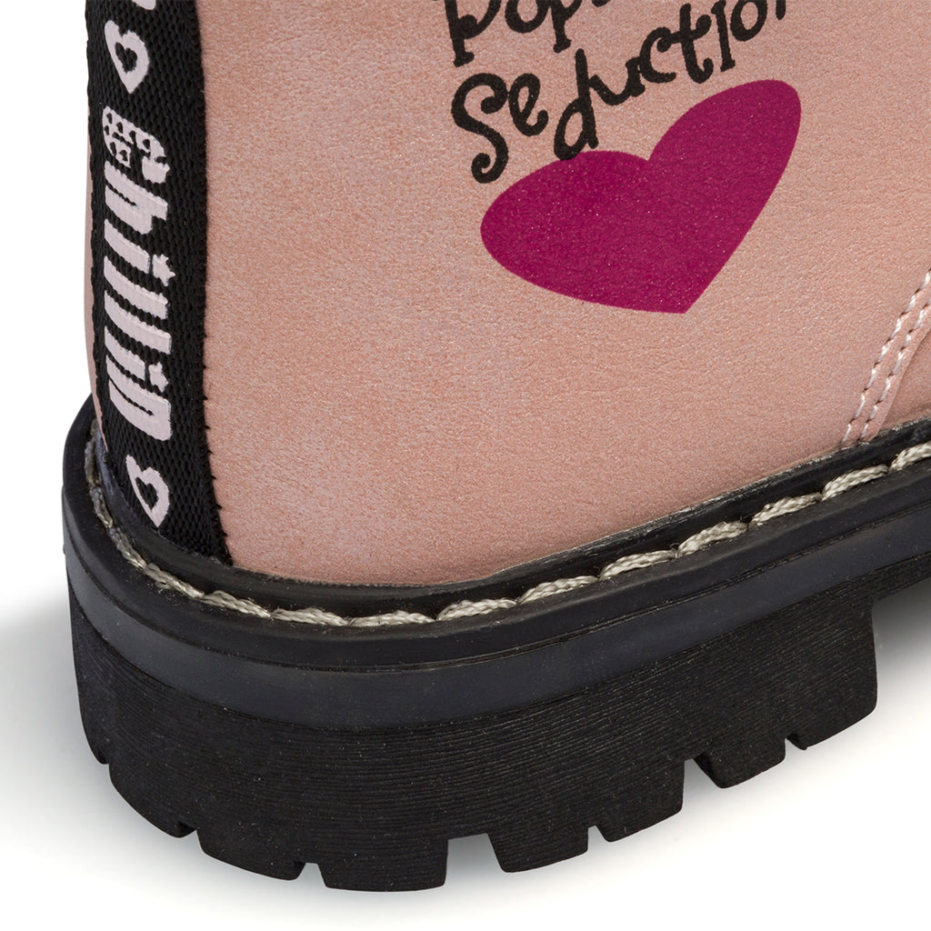 Anfibi rosa metallizzato da bambina con cuore fucsia Le scarpe di Alice