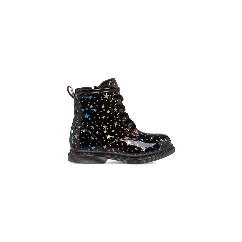 Anfibi neri in vernice da bambina con stelline colorate Le scarpe di Alice