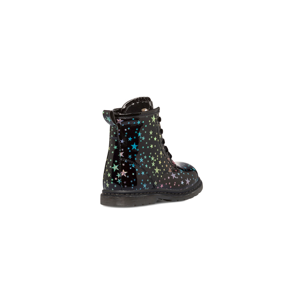 Anfibi neri in vernice da bambina con stelline colorate Le scarpe di Alice