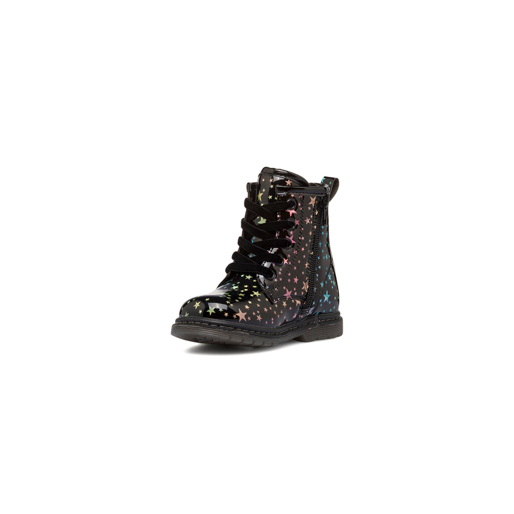 Anfibi neri in vernice da bambina con stelline colorate Le scarpe di Alice