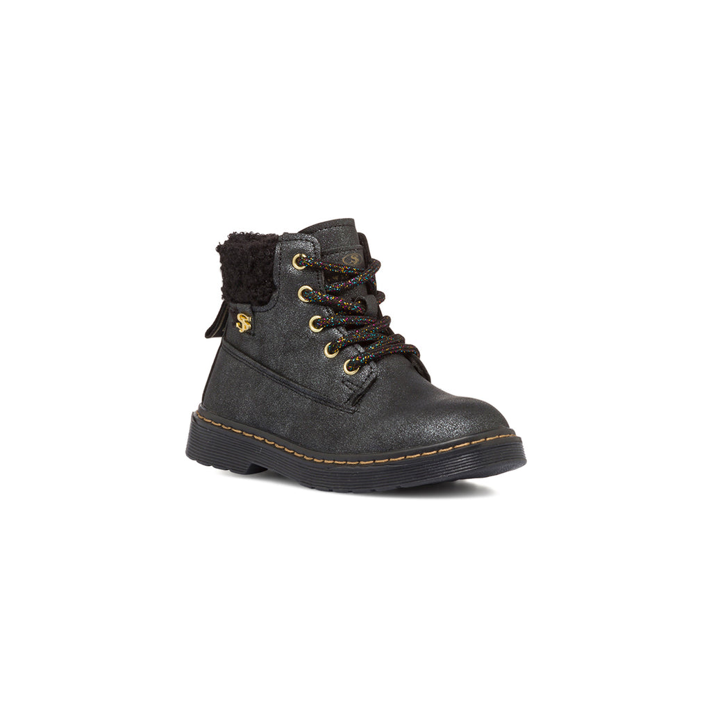 Anfibi neri da bambina con glitter e pelliccia sintetica Swish Jeans