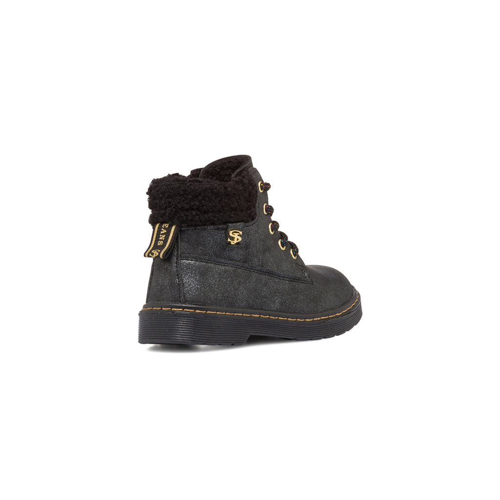Anfibi neri da bambina con glitter e pelliccia sintetica Swish Jeans