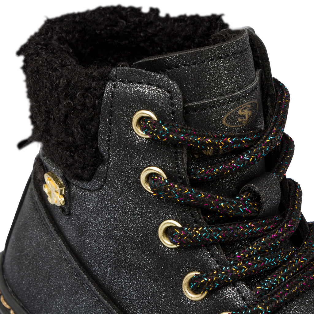 Anfibi neri da bambina con glitter e pelliccia sintetica Swish Jeans