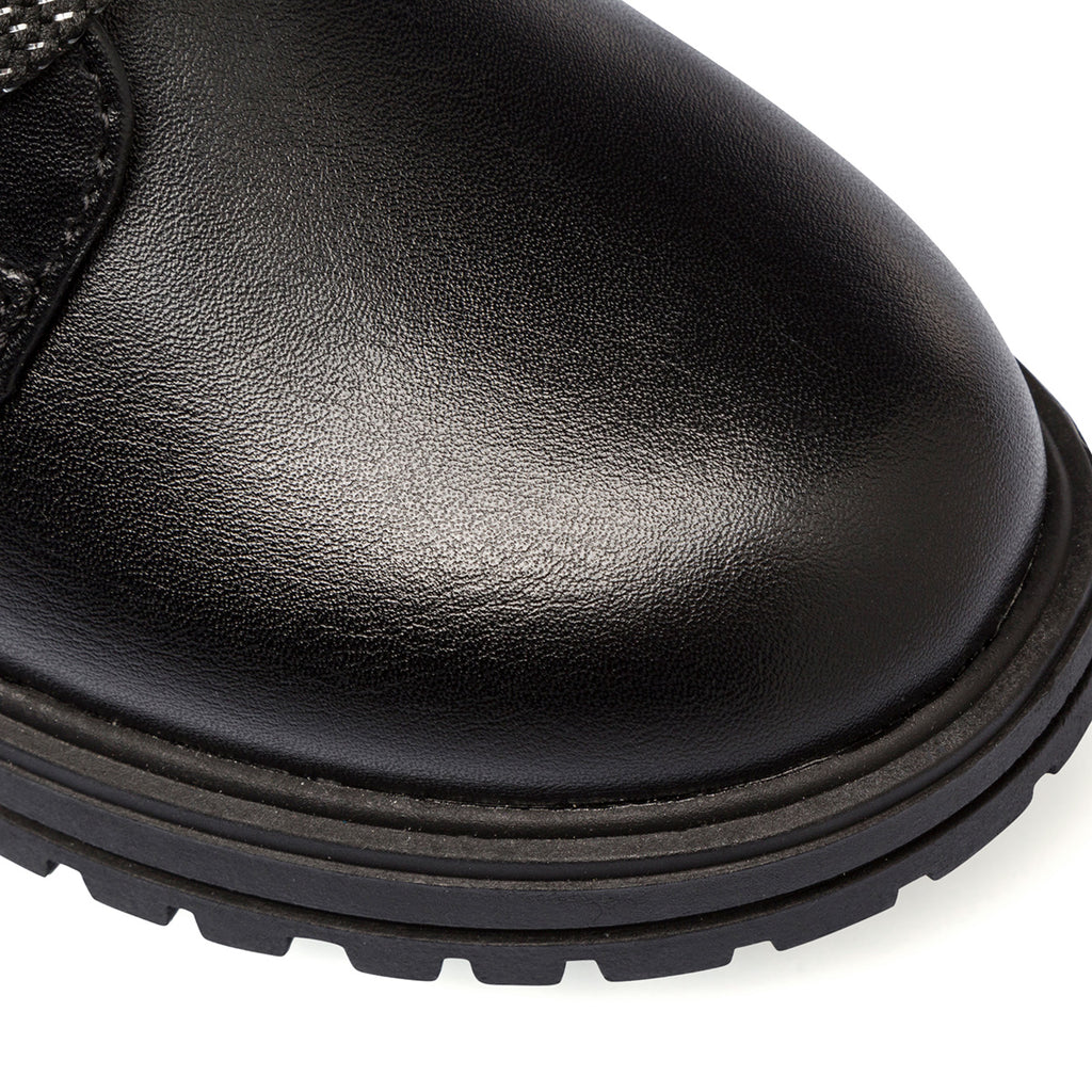 Anfibi neri trapuntati da bambina con zip e catena Le scarpe di Alice