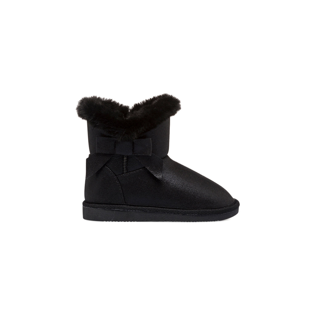 Stivaletti imbottiti neri effetto laminato da bambina con pelliccia Le scarpe di Alice