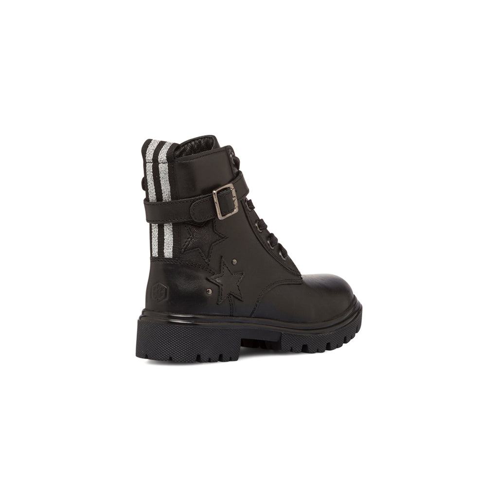 Anfibi neri in pelle da bambina con cinturino Lumberjack