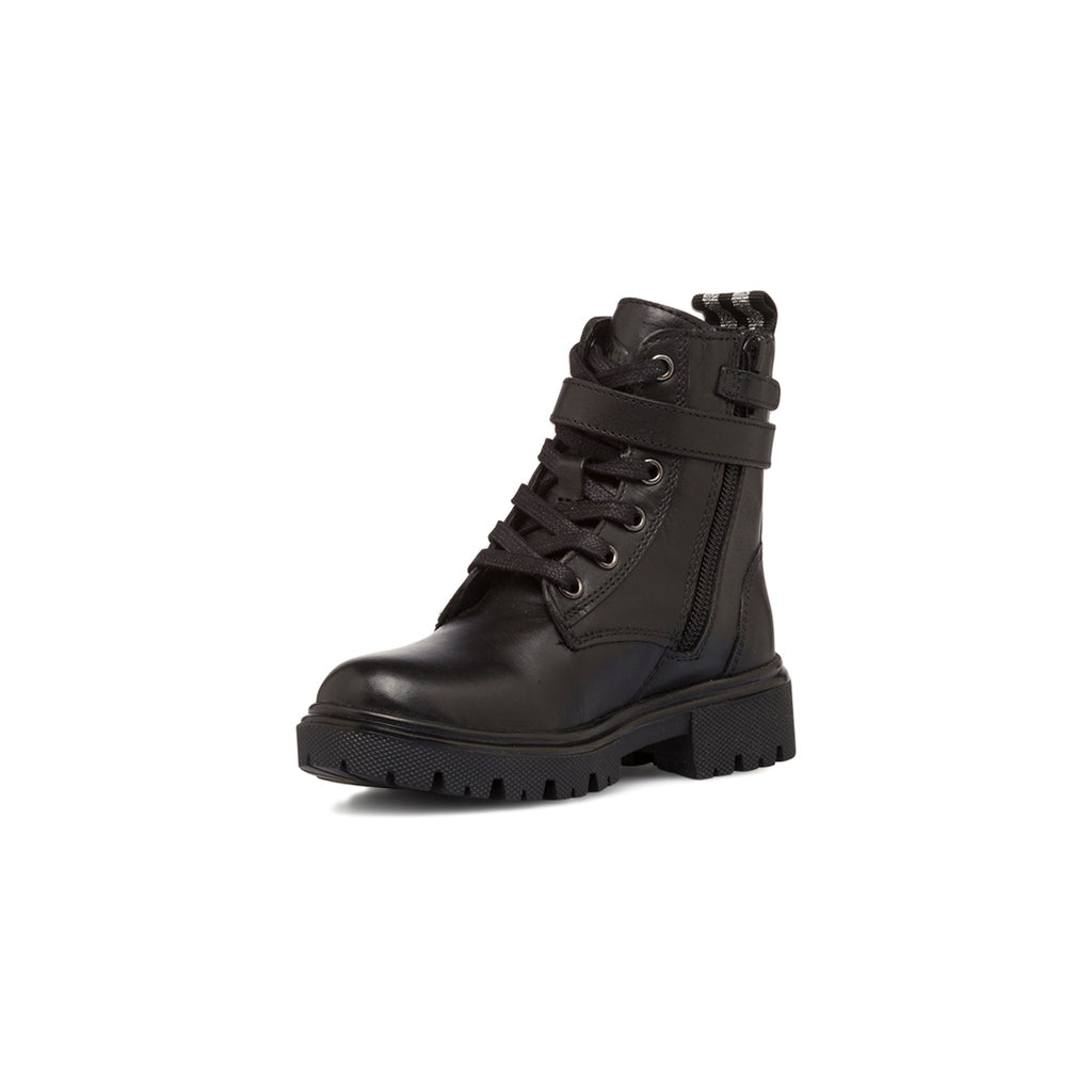 Anfibi neri in pelle da bambina con cinturino Lumberjack