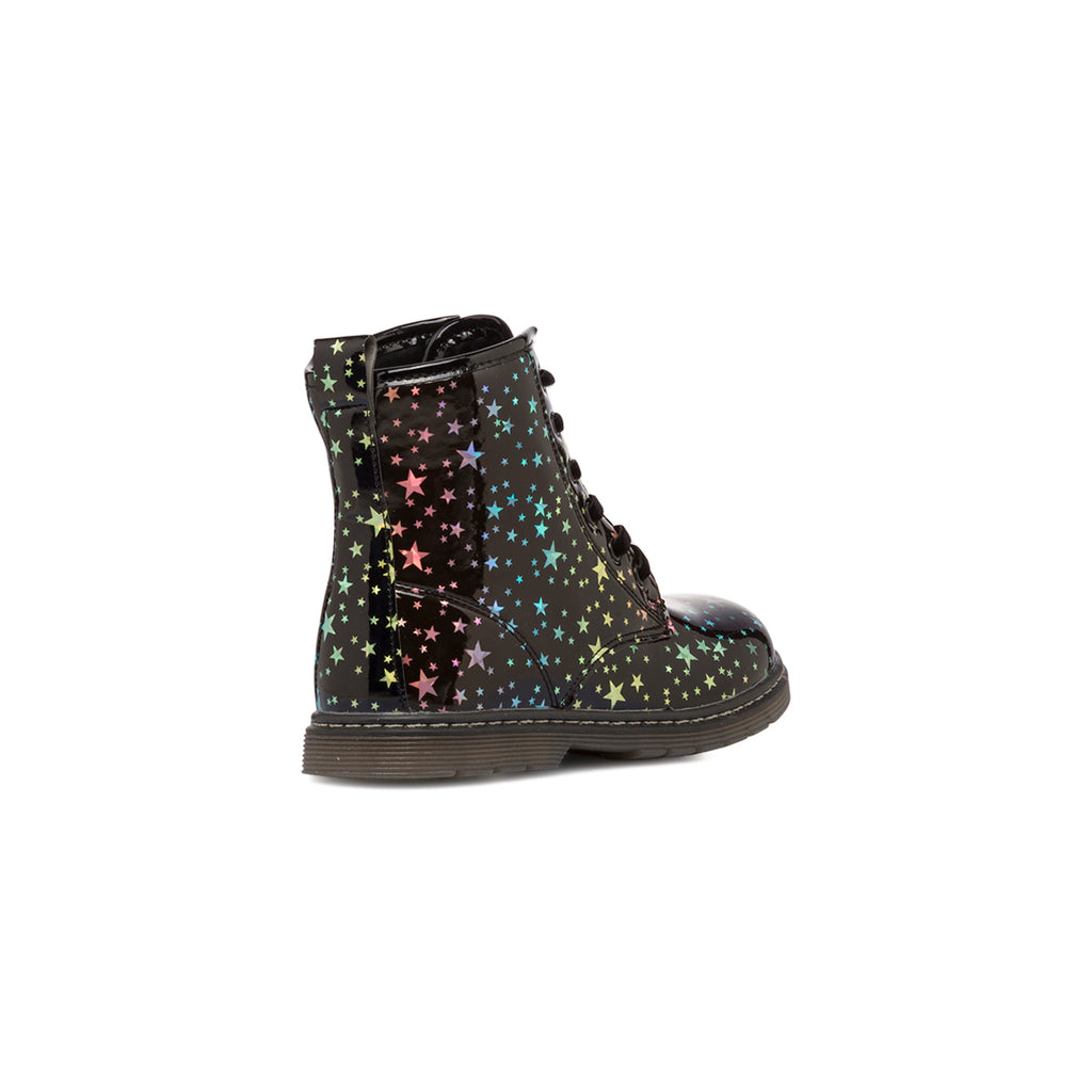 Anfibi neri in vernice da bambina con stelline colorate Le scarpe di Alice