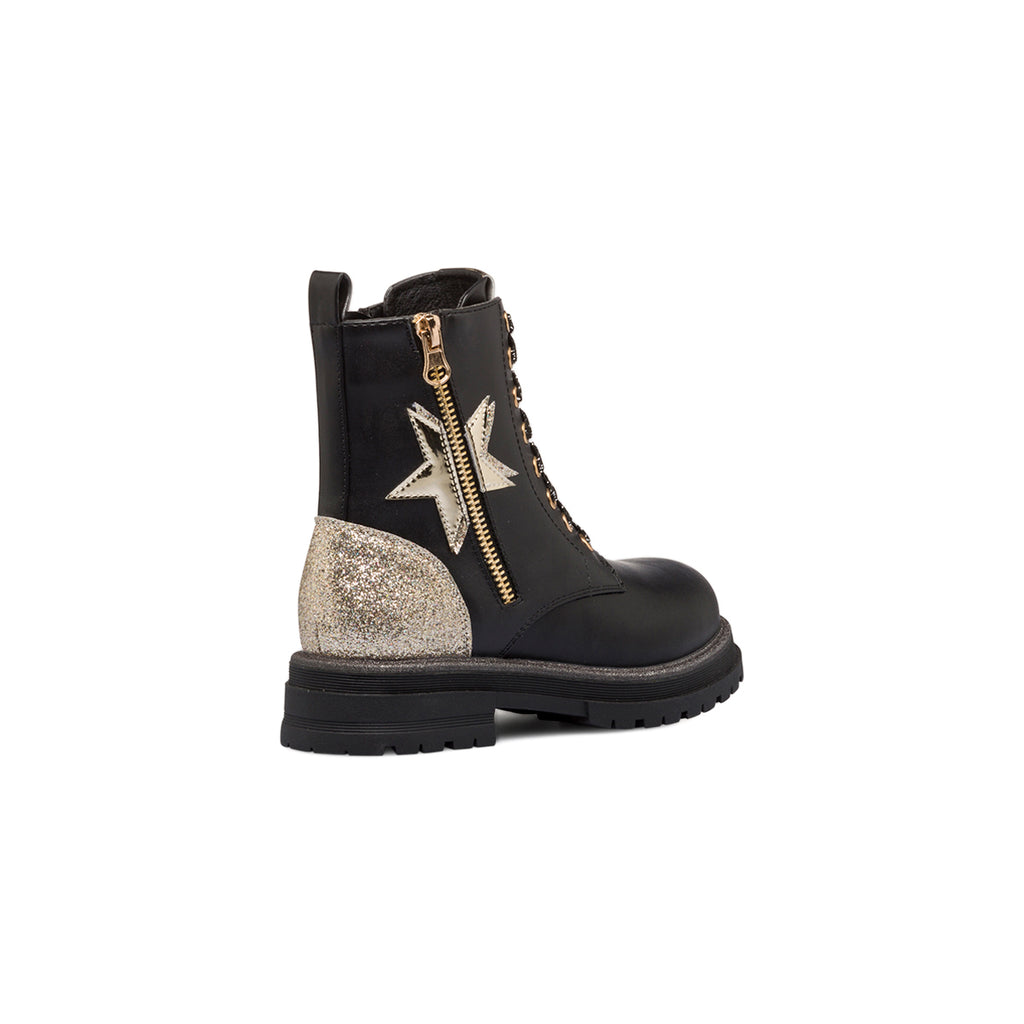 Anfibi neri da bambina con glitter dorati 10 Baci