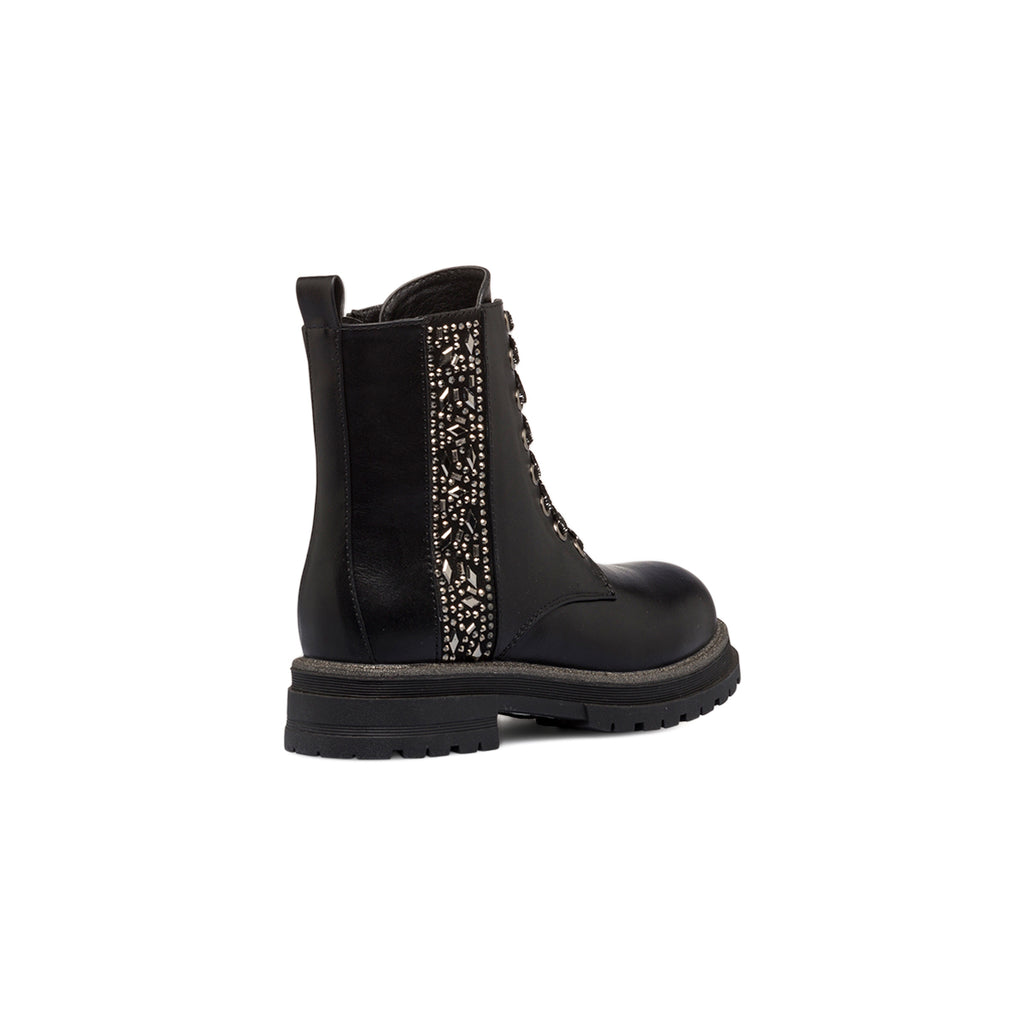 Anfibi neri da bambina con strass 10 Baci