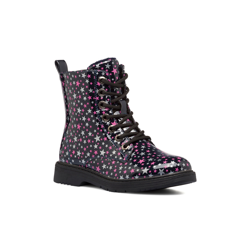 Anfibi neri in vernice da bambina con stelline multicolor 10 Baci