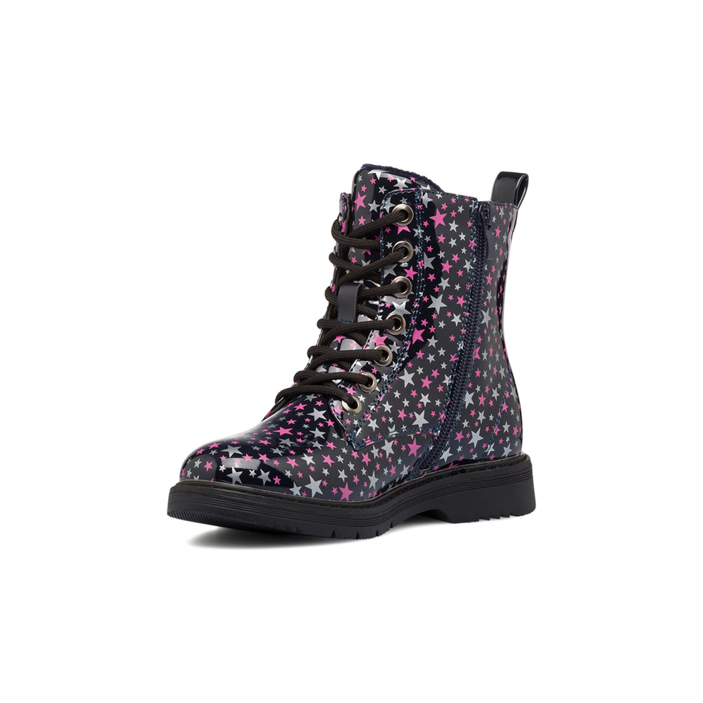 Anfibi neri in vernice da bambina con stelline multicolor 10 Baci