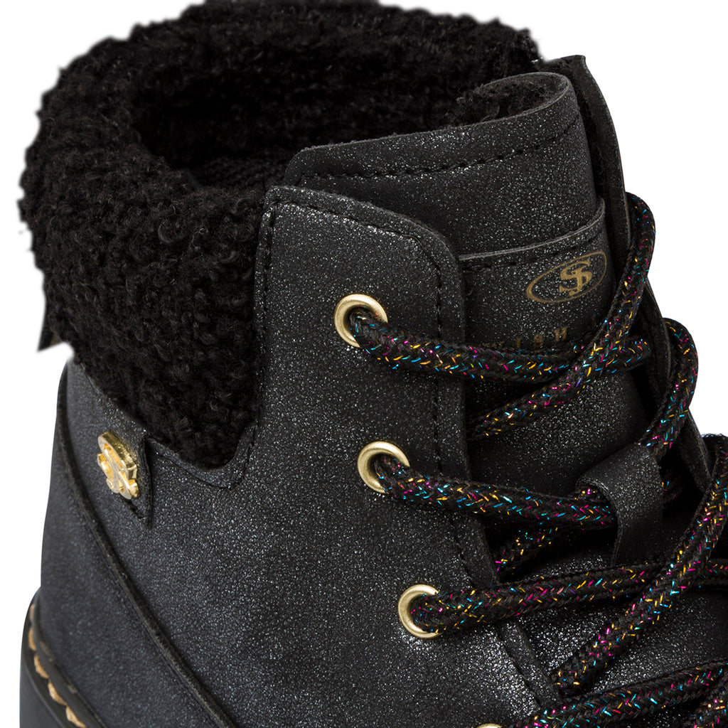 Anfibi neri da bambina con glitter e pelliccia sintetica Swish Jeans
