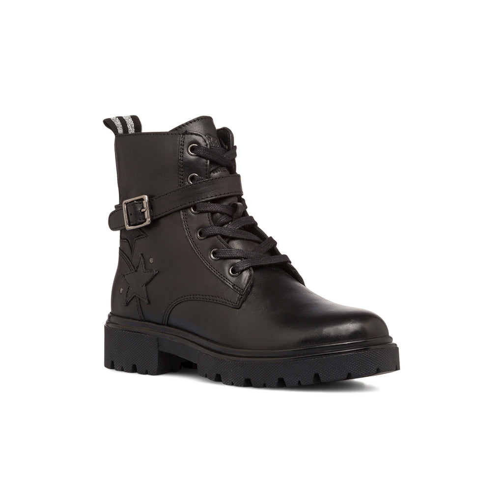 Anfibi neri in pelle da bambina con cinturino Lumberjack