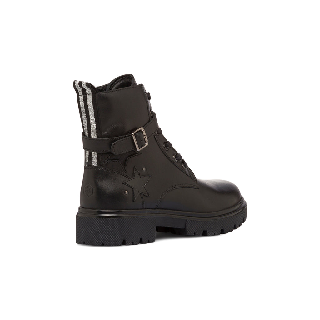 Anfibi neri in pelle da bambina con cinturino Lumberjack