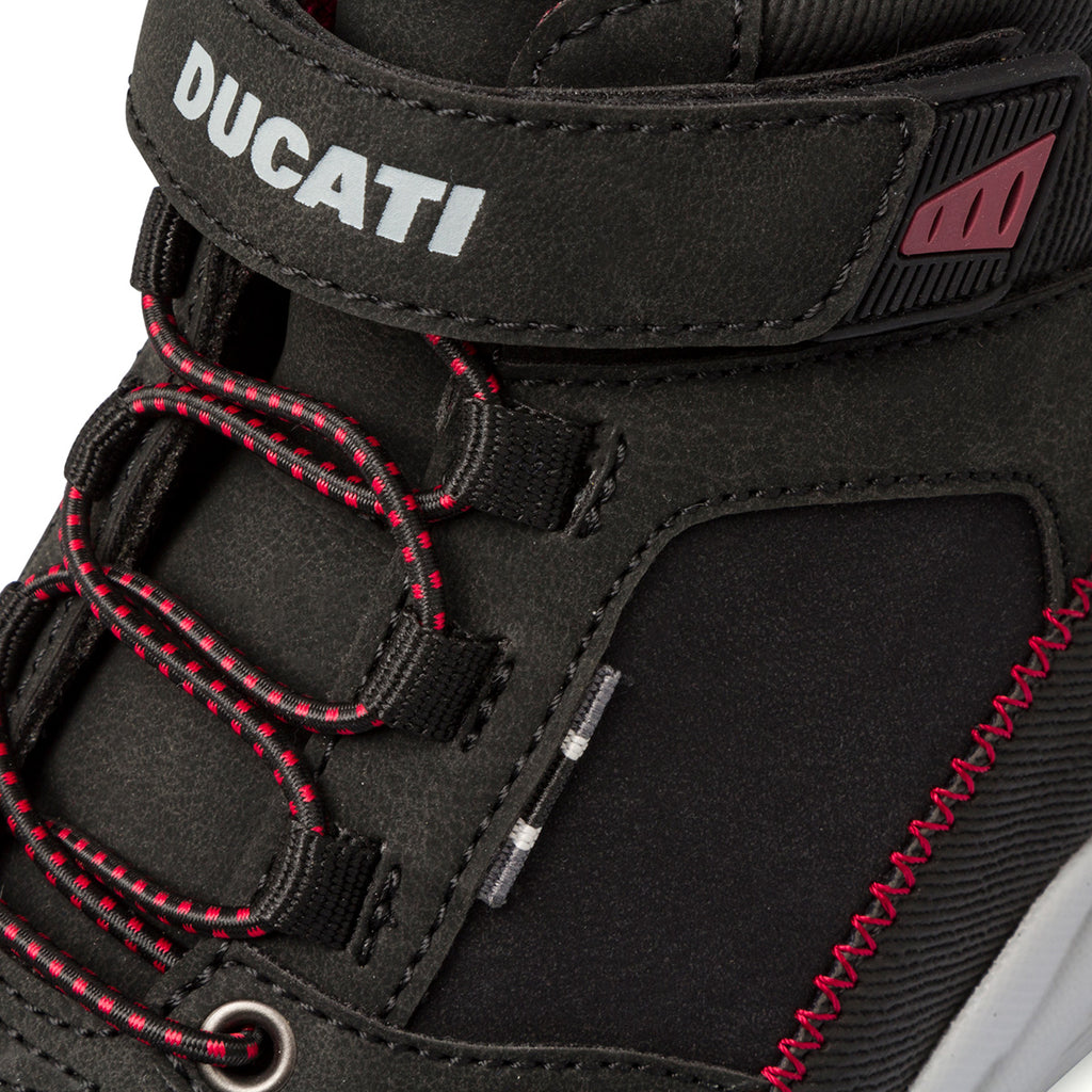 Sneakers alte nere da bambino con logo laterale Ducati