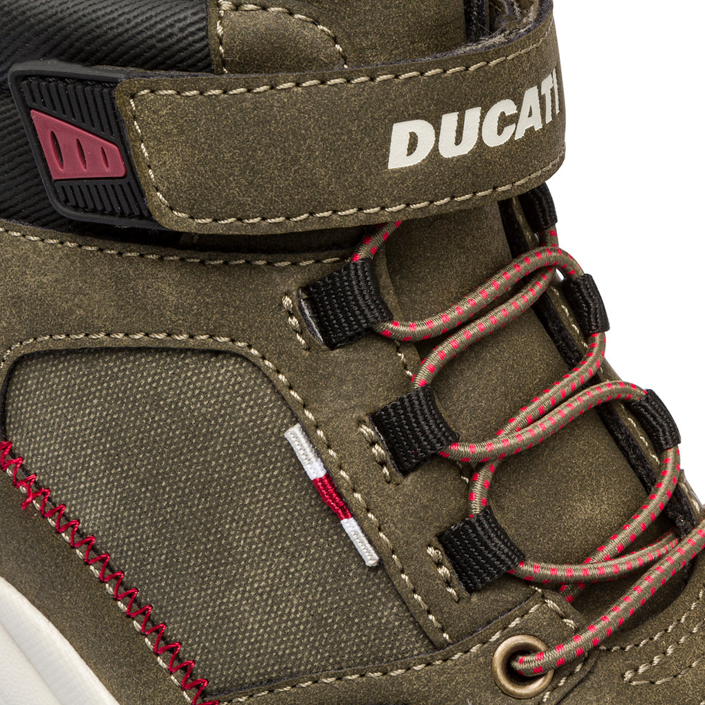 Sneakers alte verdi da bambino con logo laterale Ducati